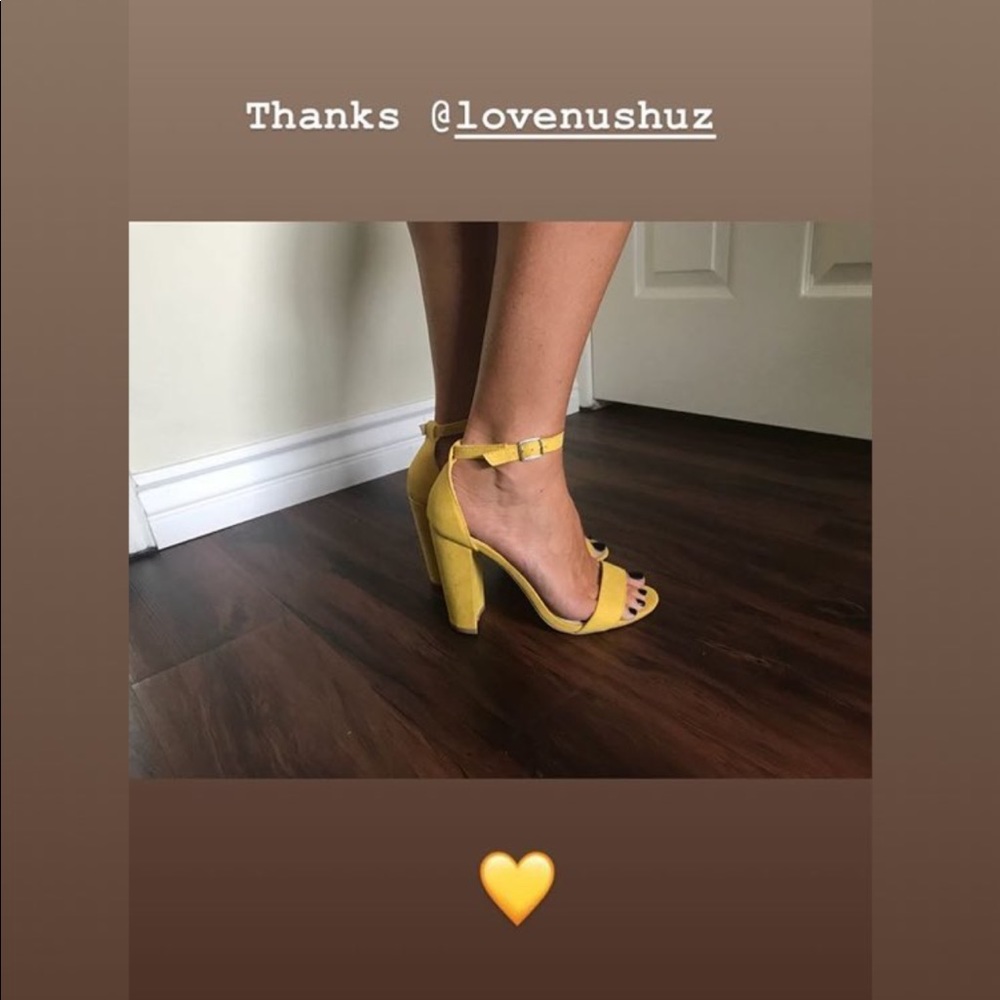 Qupid YELLOW suede basic single + ankle strap HEEL - Picture 2 of 2